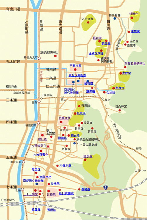 Link付 京都 東山エリアマップ Link付 京都 東山エリアマップ