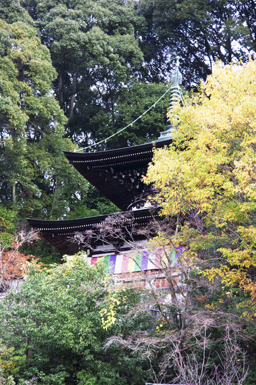 若王子山の中腹に建つ京都　永観堂の多宝塔