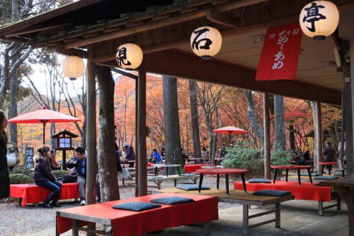 京都　神護寺参道にある茶店「硯石亭（すずりいしてい）」