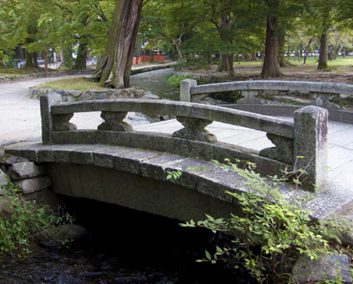 京都　上賀茂神社を流れるならの小川に架かる神事橋