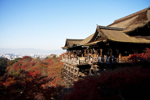 京都　清水寺、奥の院側から観る「清水の舞台」