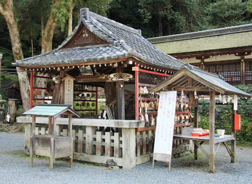 京都　松尾大社境内の相生の松の社