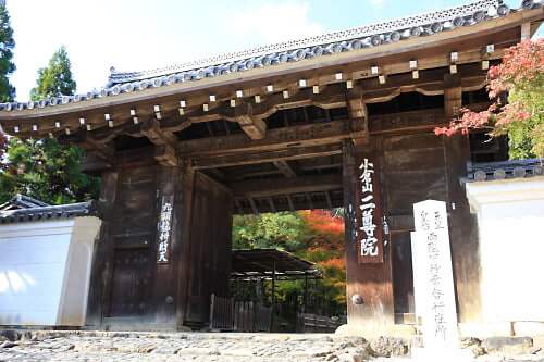 京都　嵯峨野にある二尊院・総門。角倉了以により伏見城の「薬医門」が移築されたもの