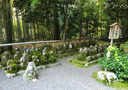 京都　赤山禅院境内の十六羅漢と三十三観音